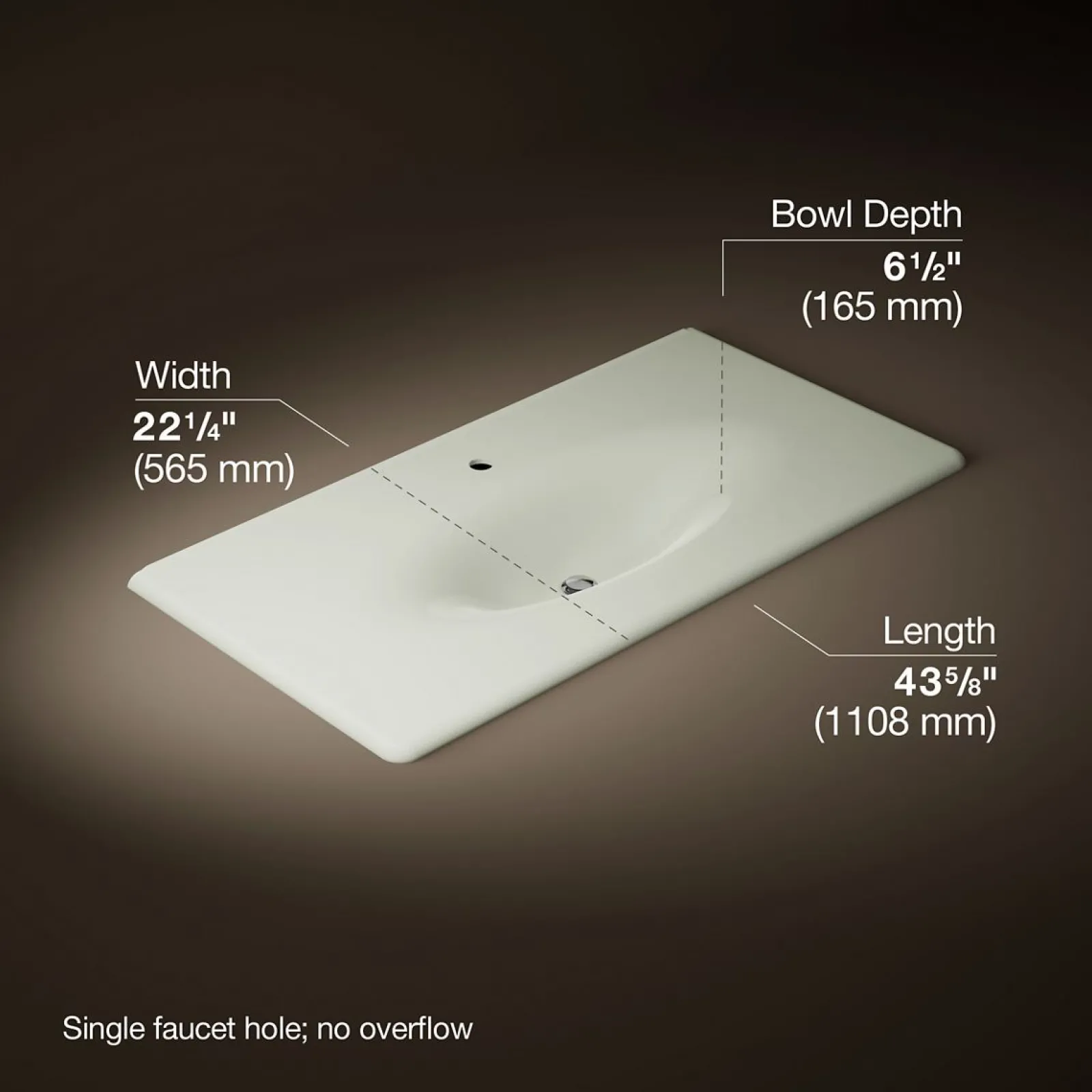 43" Enameled cast iron vanity top with integrated oval sink^Kohler Outlet