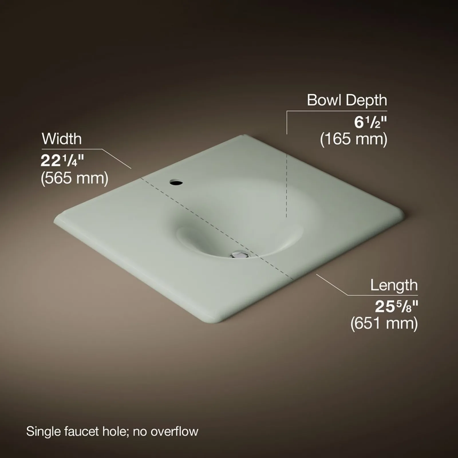25" Enameled cast iron vanity top with integrated round sink^Kohler New
