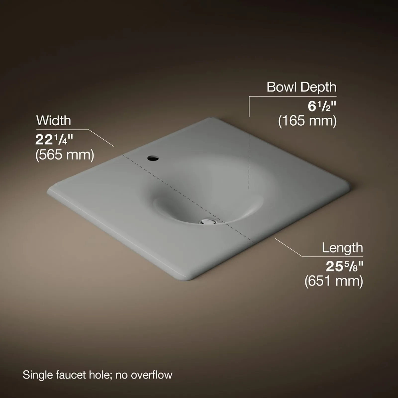 25" Enameled cast iron vanity top with integrated round sink^Kohler New