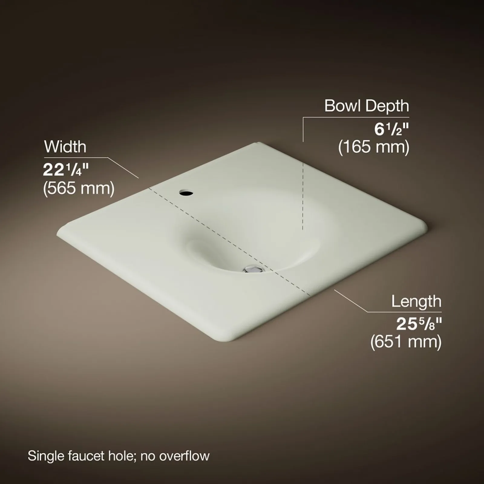 25" Enameled cast iron vanity top with integrated round sink^Kohler New