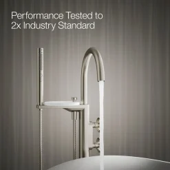 Floor-mount bath filler trim with industrial handles and handshower^Kohler Clearance