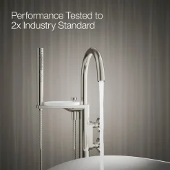 Floor-mount bath filler trim with industrial handles and handshower^Kohler Clearance
