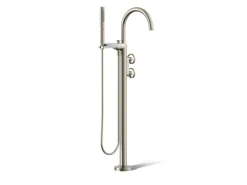 Floor-mount bath filler trim with industrial handles and handshower^Kohler Clearance