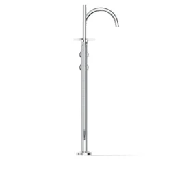 Floor-mount bath filler trim with industrial handles and handshower^Kohler Clearance