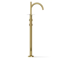 Floor-mount bath filler trim with industrial handles and handshower^Kohler Clearance