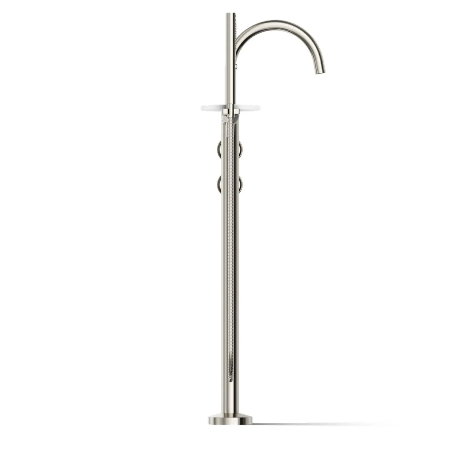 Floor-mount bath filler trim with industrial handles and handshower^Kohler Clearance