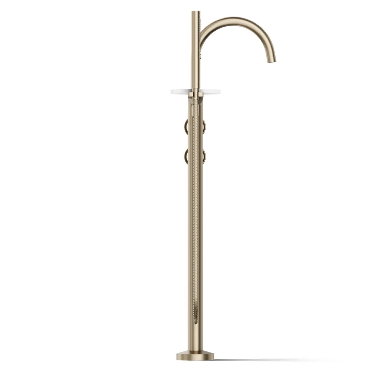 Floor-mount bath filler trim with industrial handles and handshower^Kohler Clearance