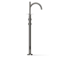Floor-mount bath filler trim with industrial handles and handshower^Kohler Clearance