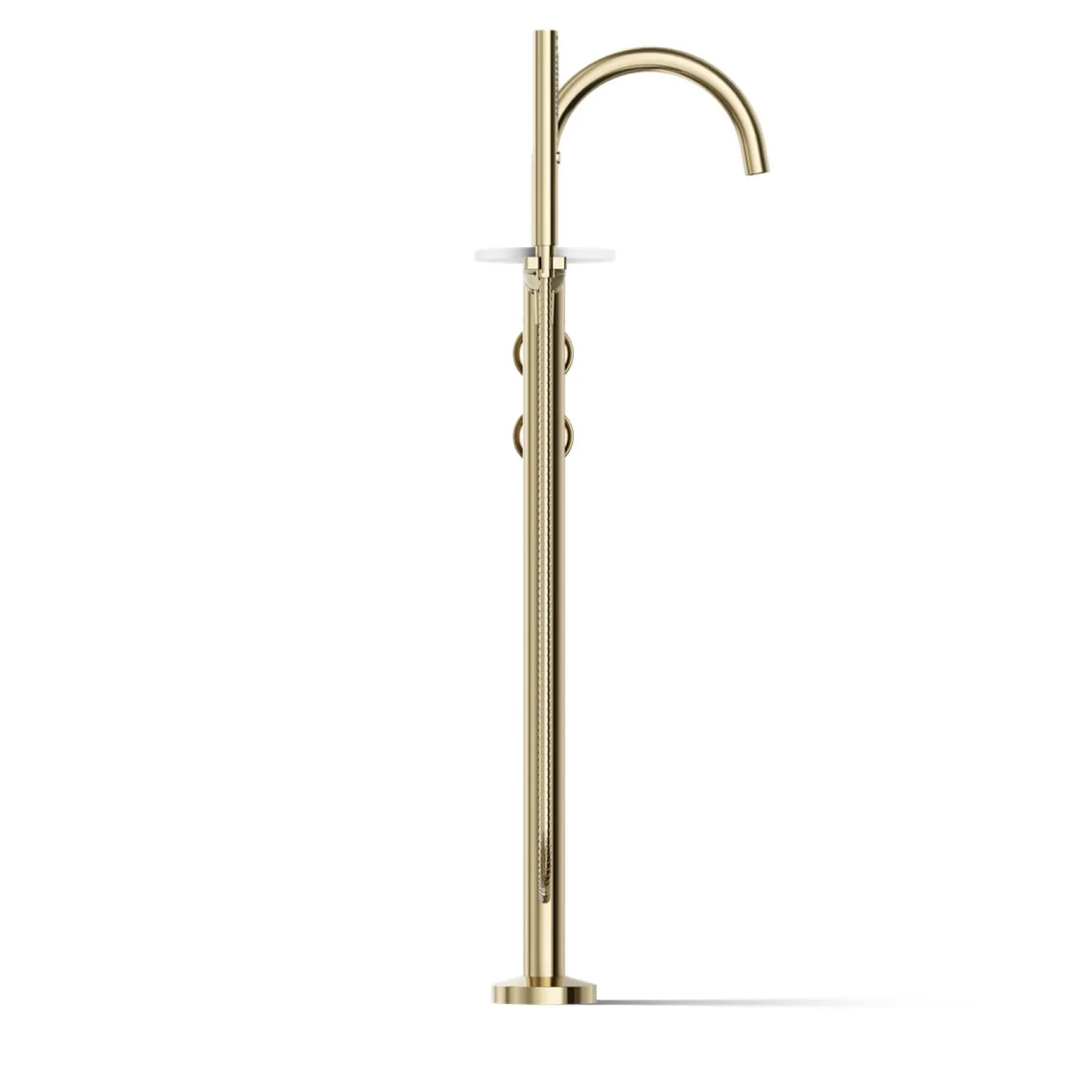 Floor-mount bath filler trim with industrial handles and handshower^Kohler Clearance