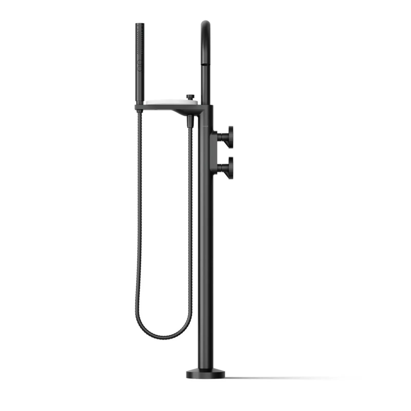 Floor-mount bath filler trim with industrial handles and handshower^Kohler Clearance