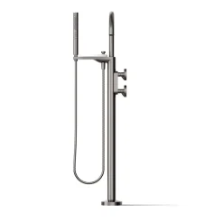 Floor-mount bath filler trim with industrial handles and handshower^Kohler Clearance