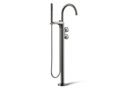 Floor-mount bath filler trim with industrial handles and handshower^Kohler Clearance