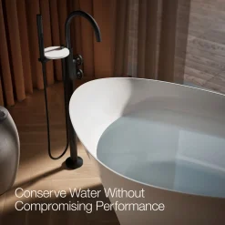 Floor-mount bath filler trim with industrial handles and handshower^Kohler Clearance