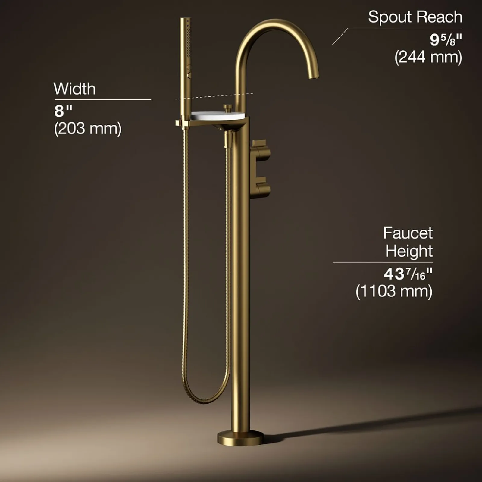 Floor-mount bath filler trim with lever handles and handshower^Kohler Sale