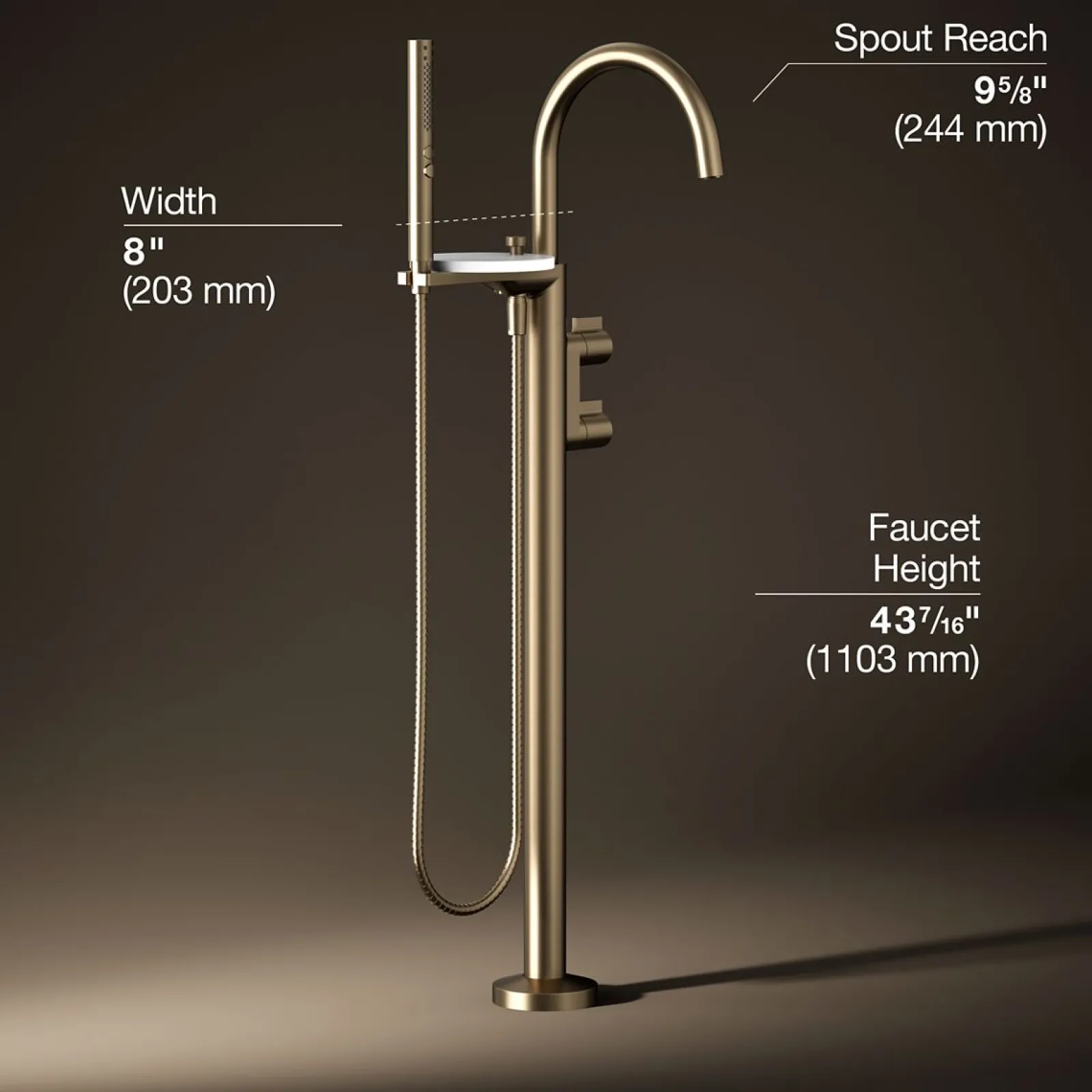 Floor-mount bath filler trim with lever handles and handshower^Kohler Sale