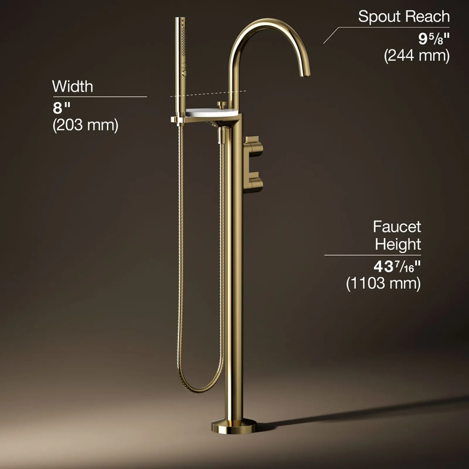 Floor-mount bath filler trim with lever handles and handshower^Kohler Sale
