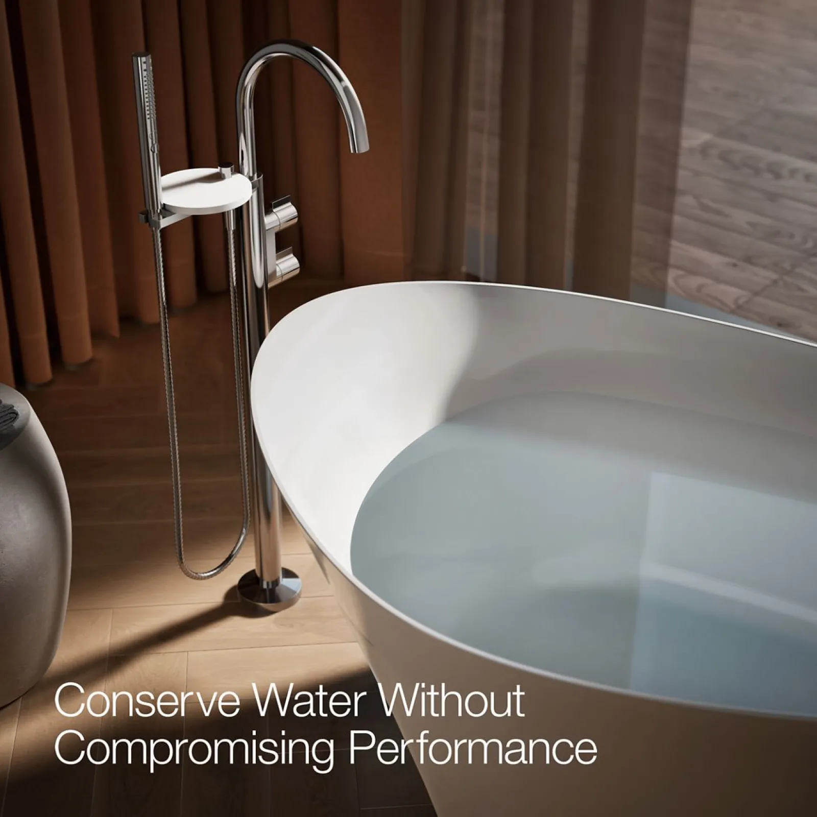 Floor-mount bath filler trim with lever handles and handshower^Kohler Sale