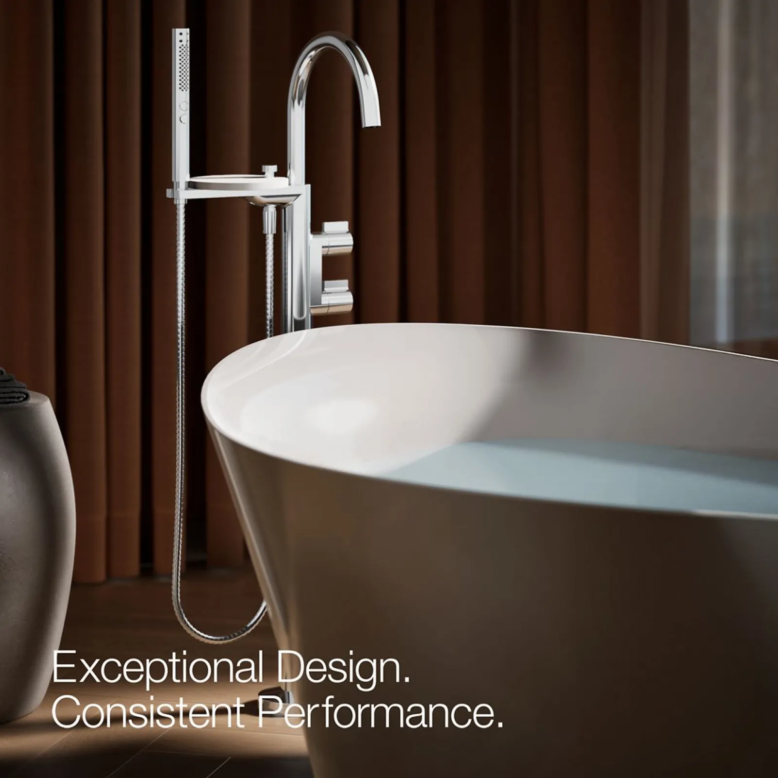Floor-mount bath filler trim with lever handles and handshower^Kohler Sale