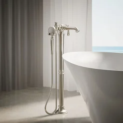 Floor-mount bath filler trim with handshower^Kohler Online