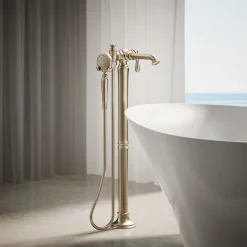 Floor-mount bath filler trim with handshower^Kohler Online