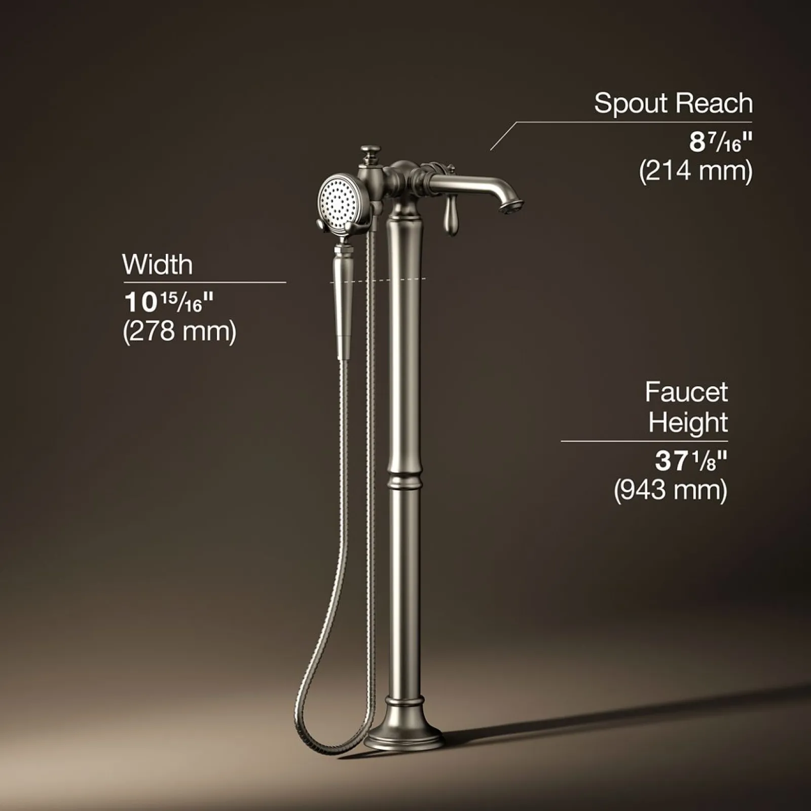Floor-mount bath filler trim with handshower^Kohler Online