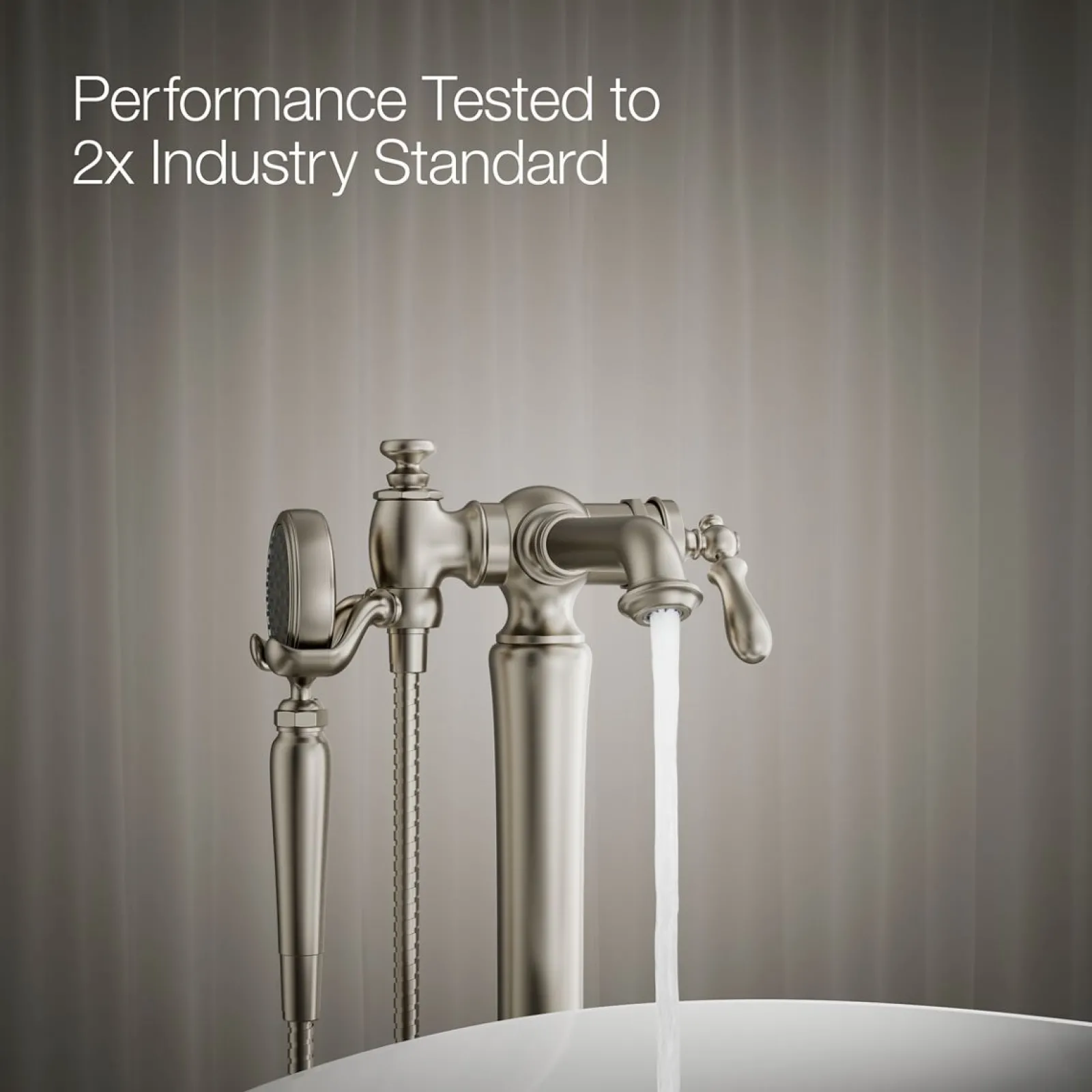 Floor-mount bath filler trim with handshower^Kohler Online