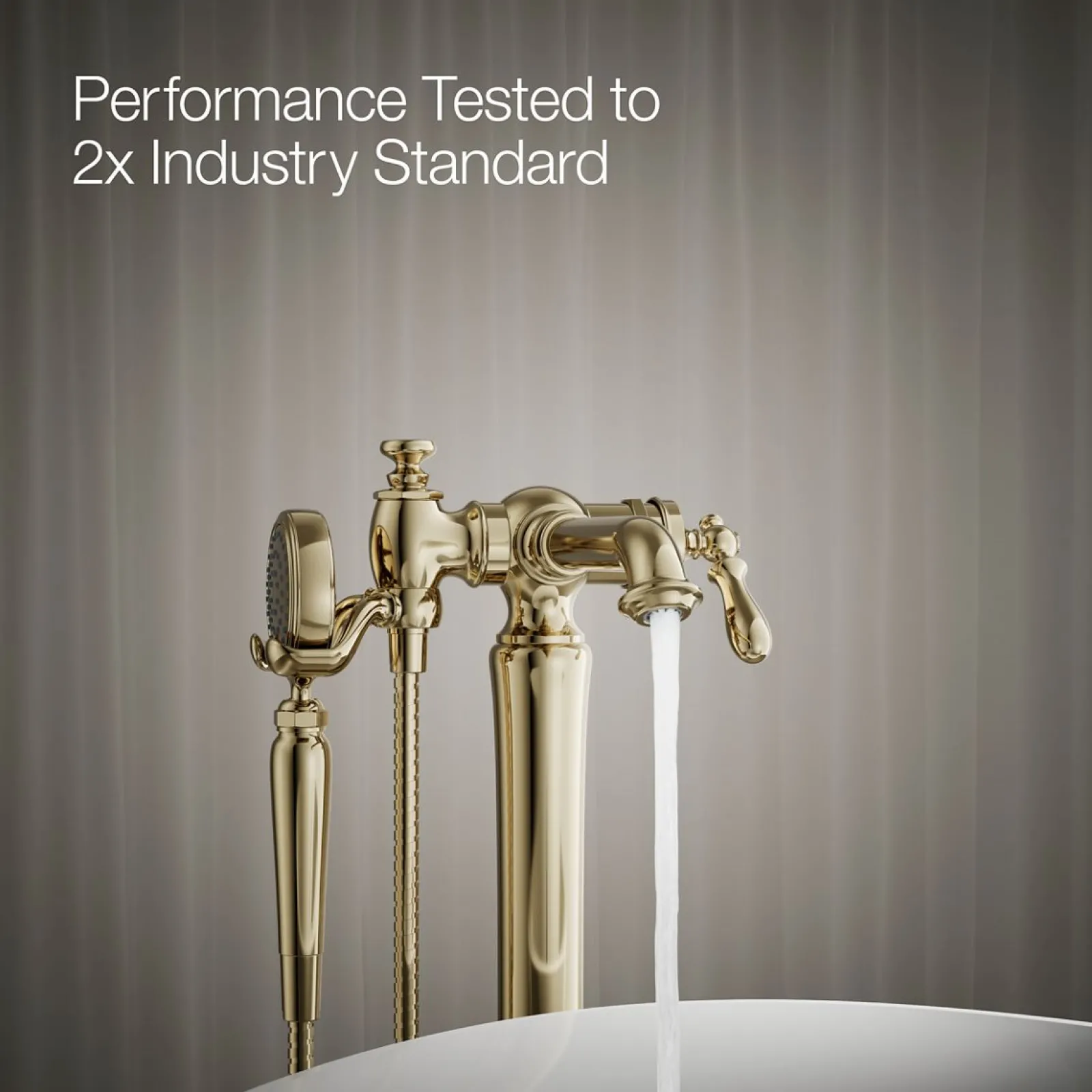 Floor-mount bath filler trim with handshower^Kohler Online