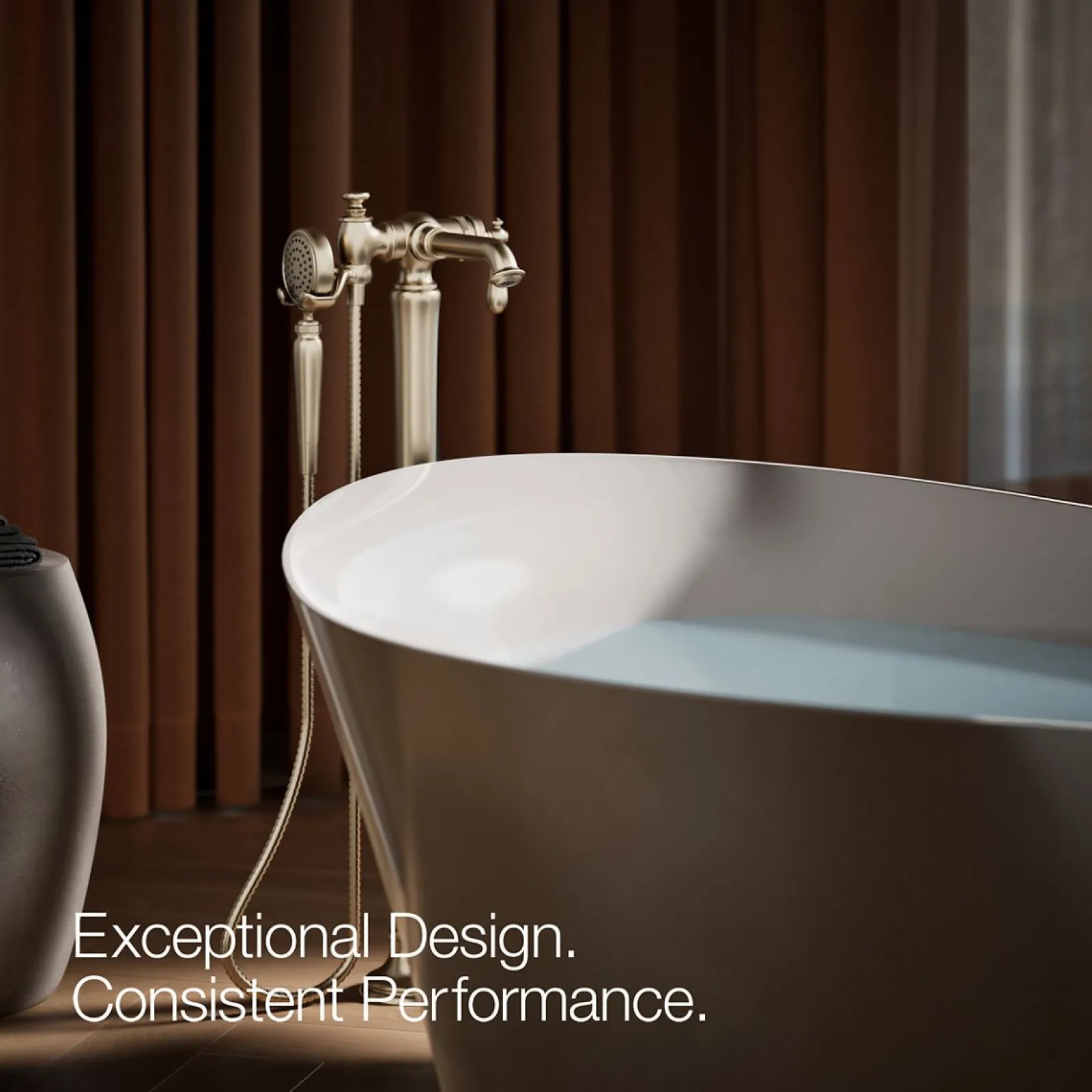 Floor-mount bath filler trim with handshower^Kohler Online