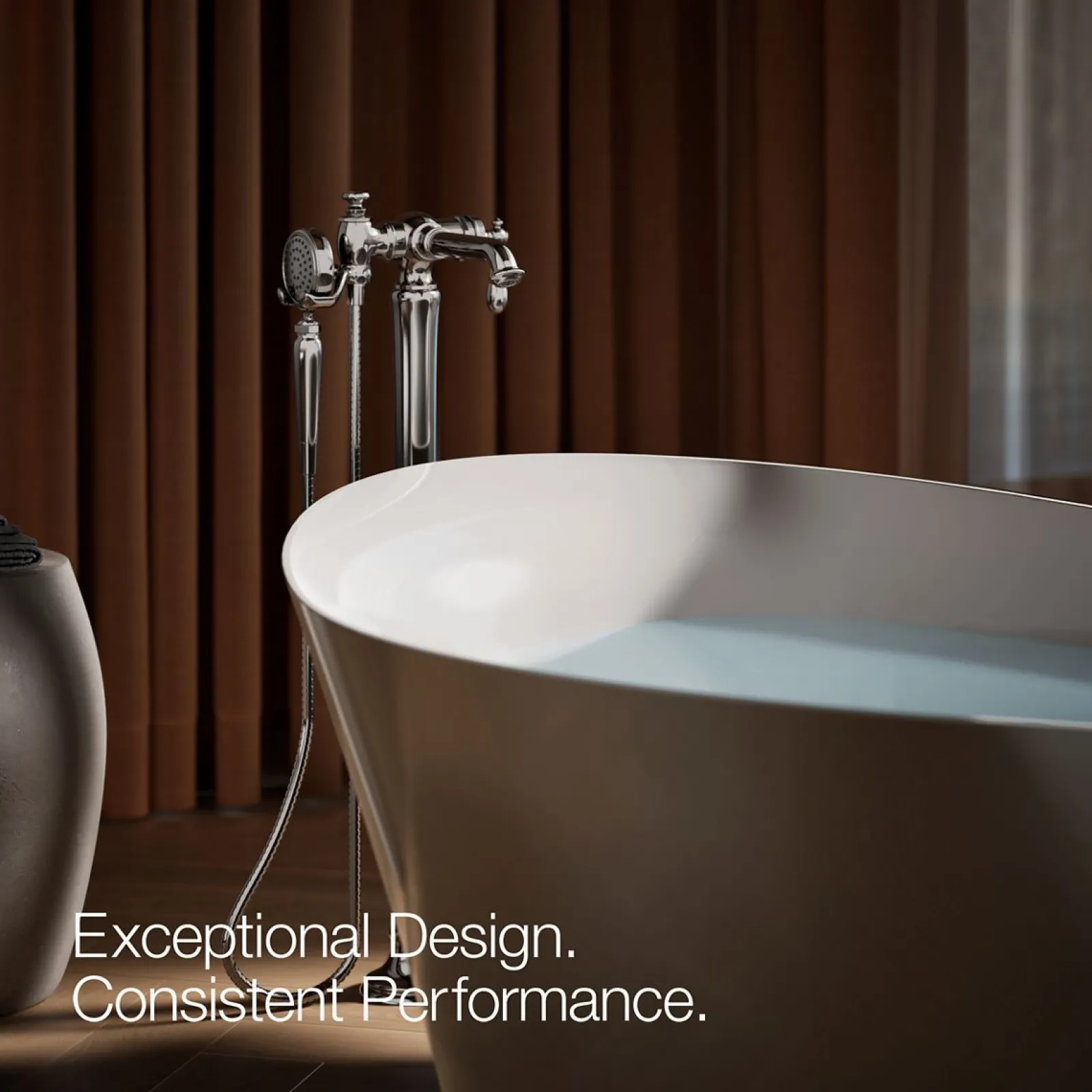 Floor-mount bath filler trim with handshower^Kohler Online