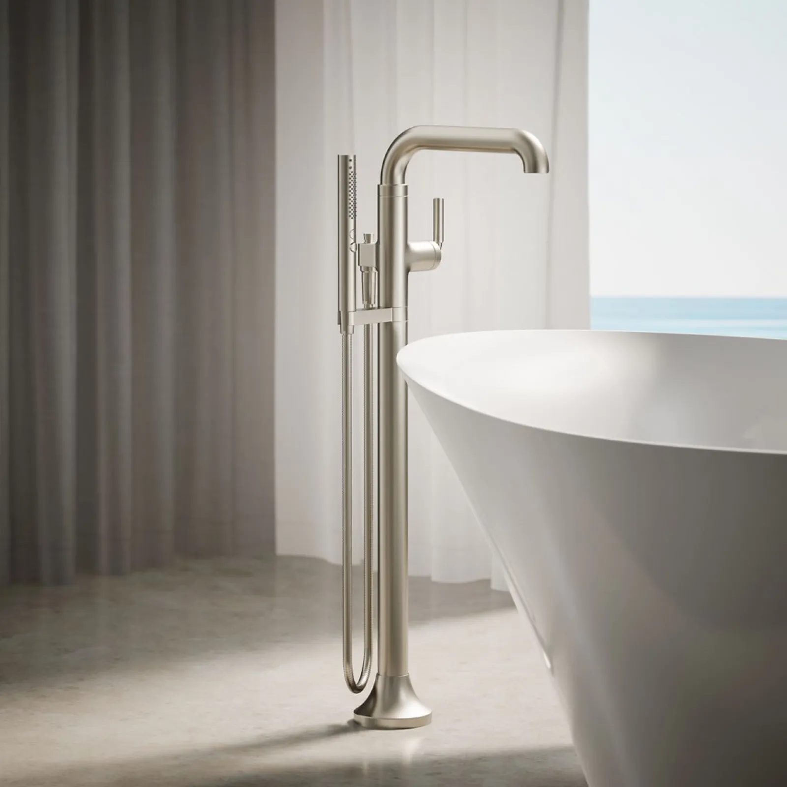 Floor-mount bath filler trim with handshower^Kohler Sale