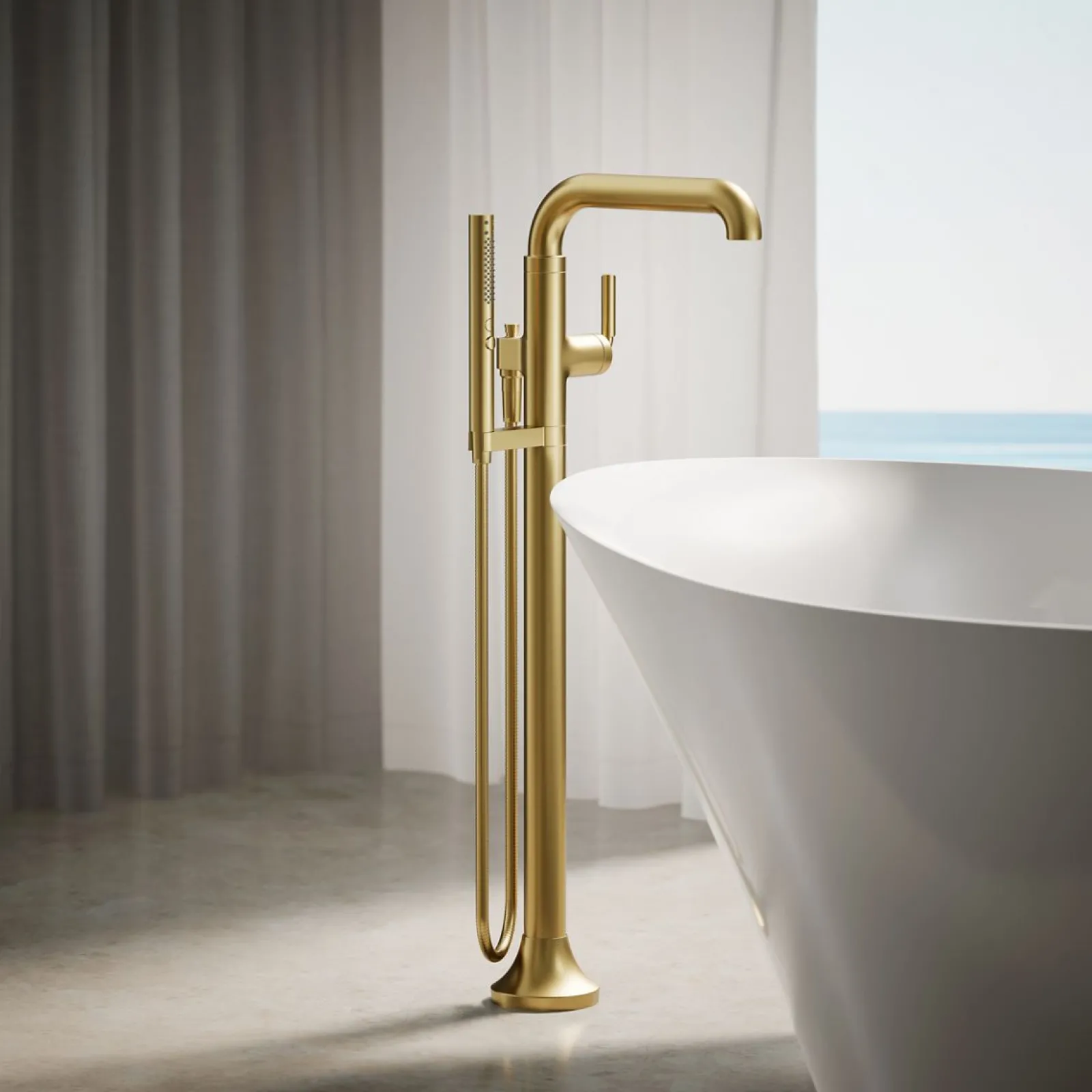 Floor-mount bath filler trim with handshower^Kohler Sale