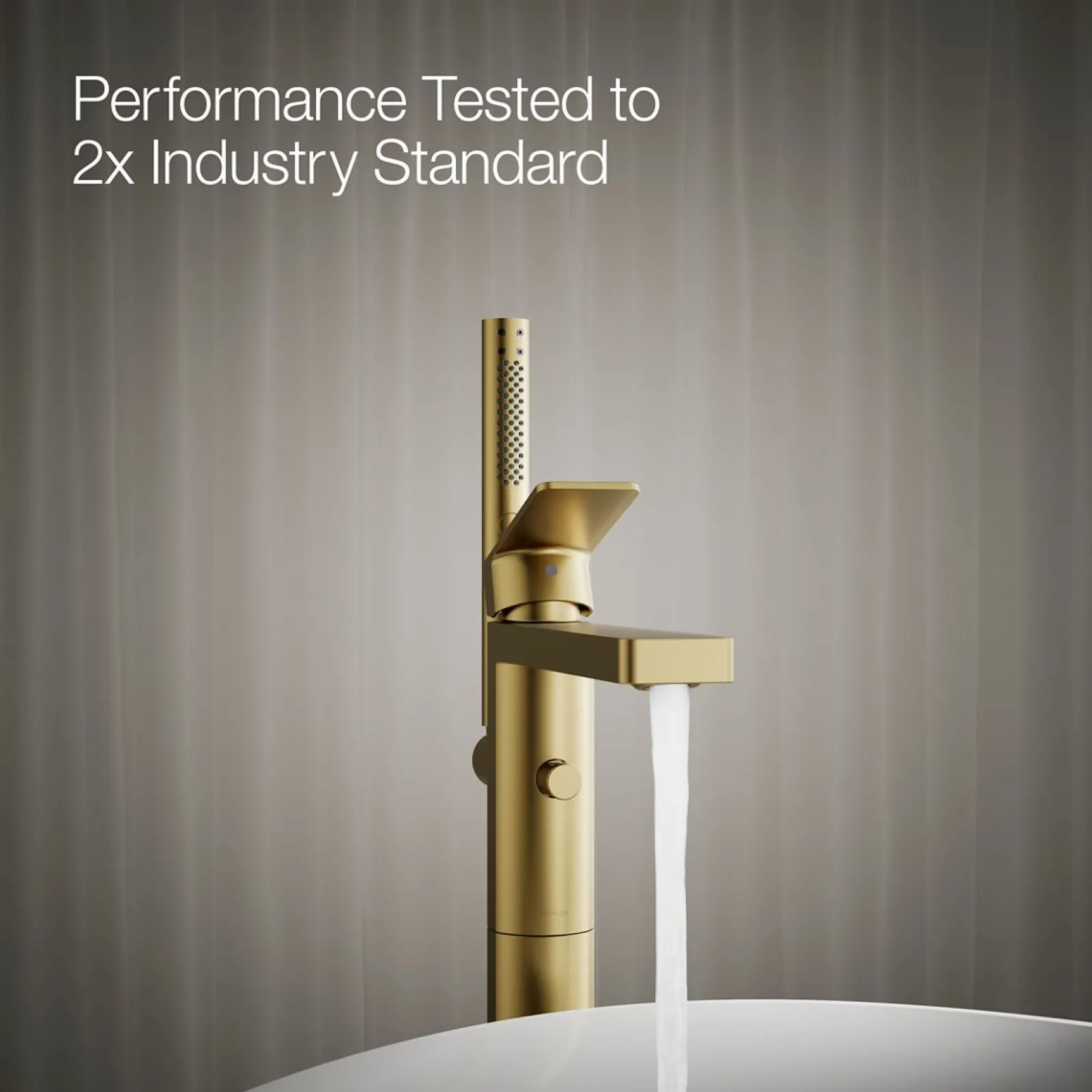 Floor-mount bath filler trim with handshower^Kohler Hot