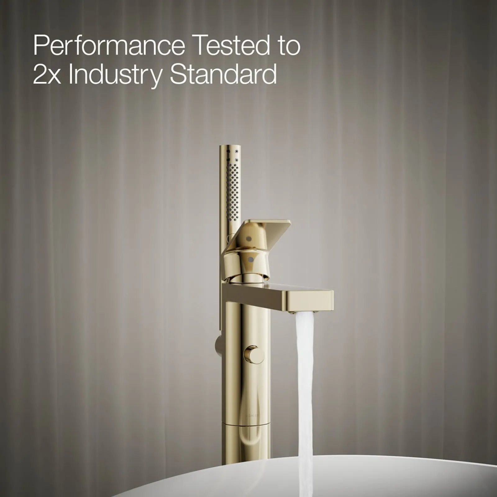 Floor-mount bath filler trim with handshower^Kohler Hot