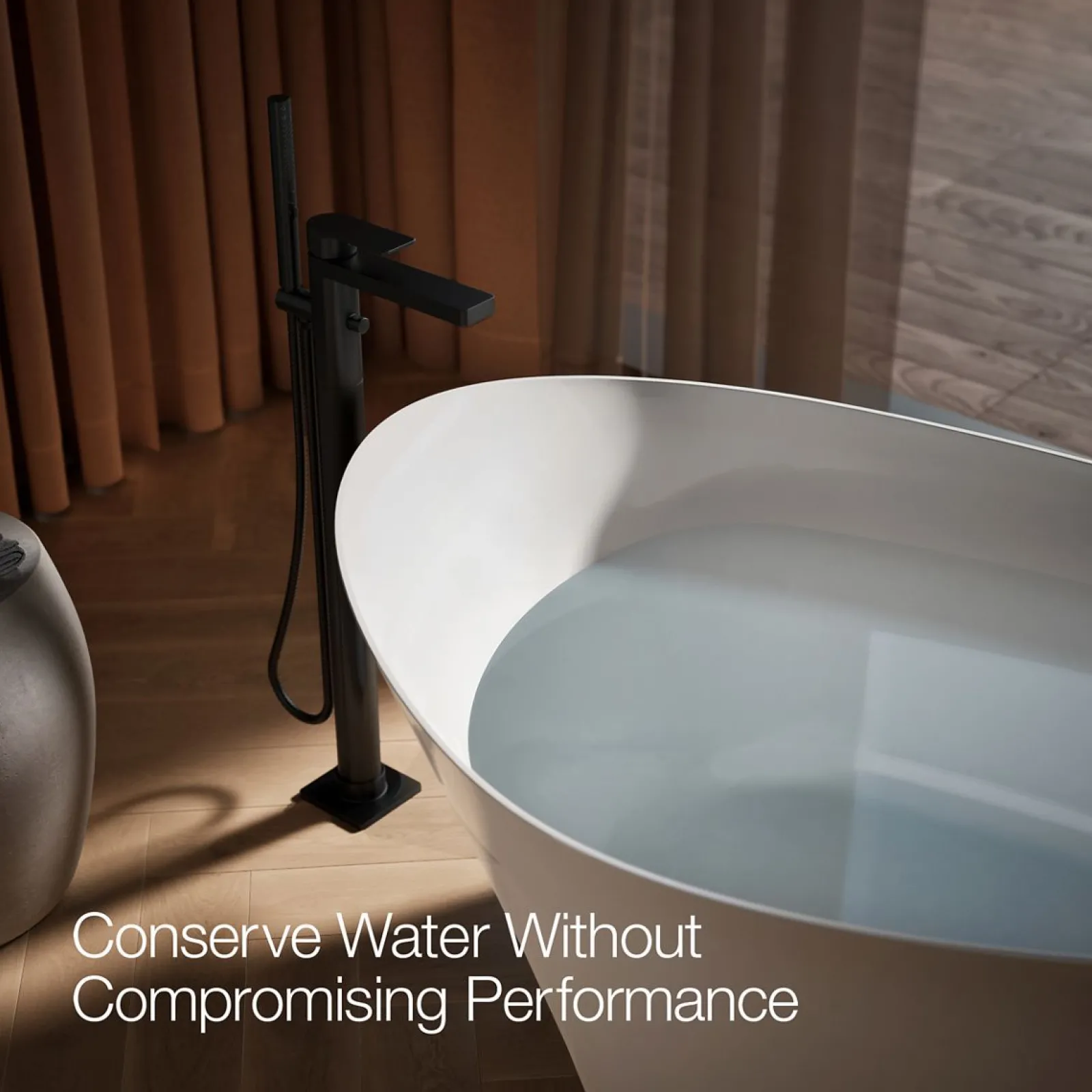 Floor-mount bath filler trim with handshower^Kohler Hot
