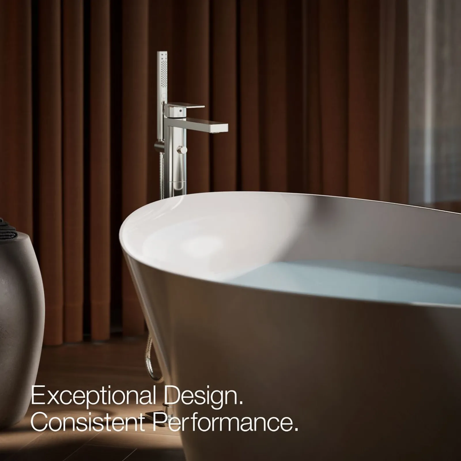 Floor-mount bath filler trim with handshower^Kohler Hot