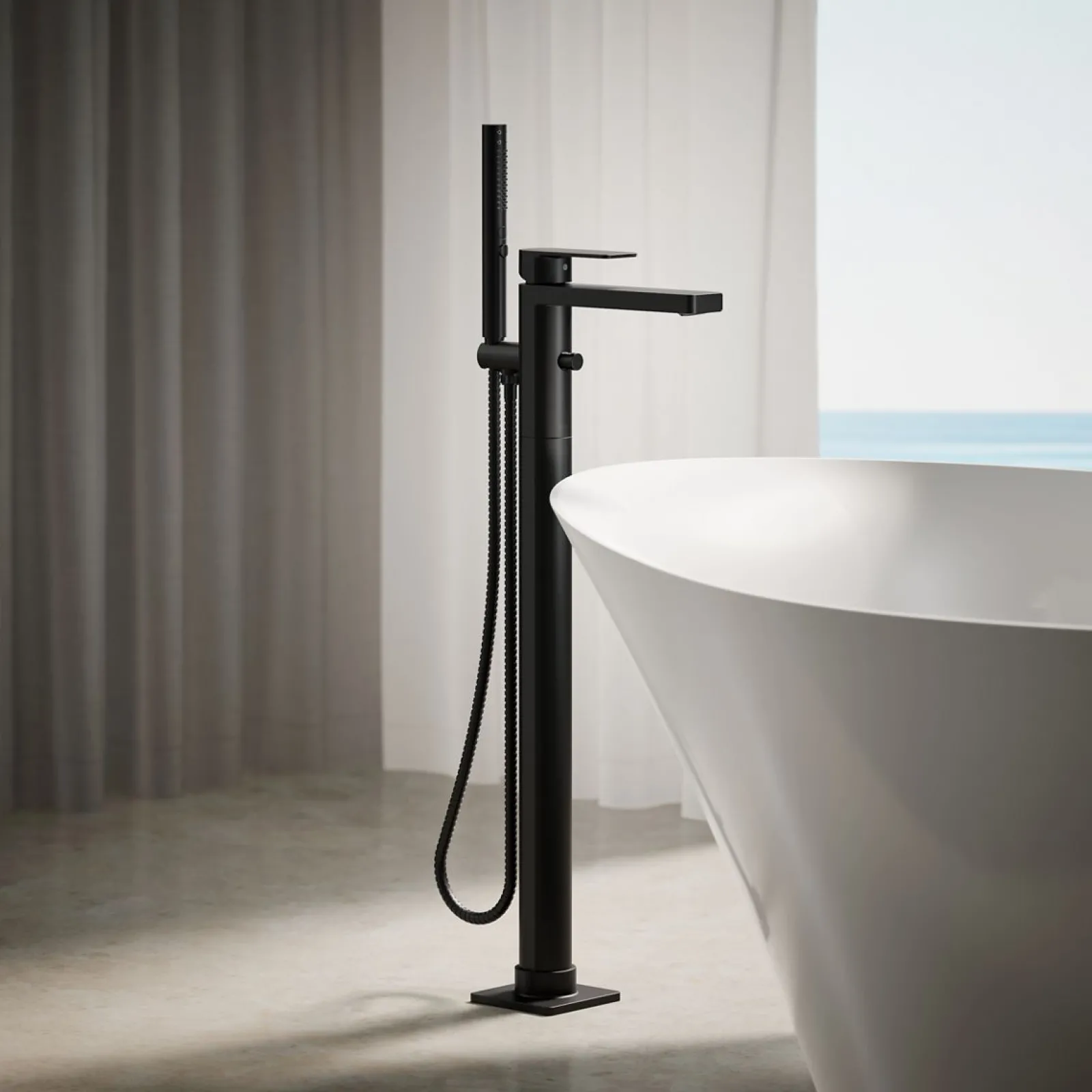 Floor-mount bath filler trim with handshower^Kohler Hot
