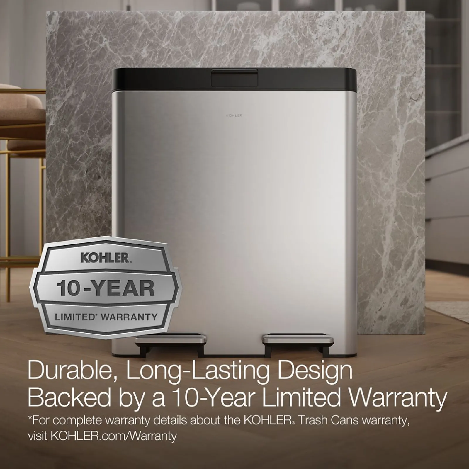 21.7-gallon dual-bin step trash can^Kohler Clearance