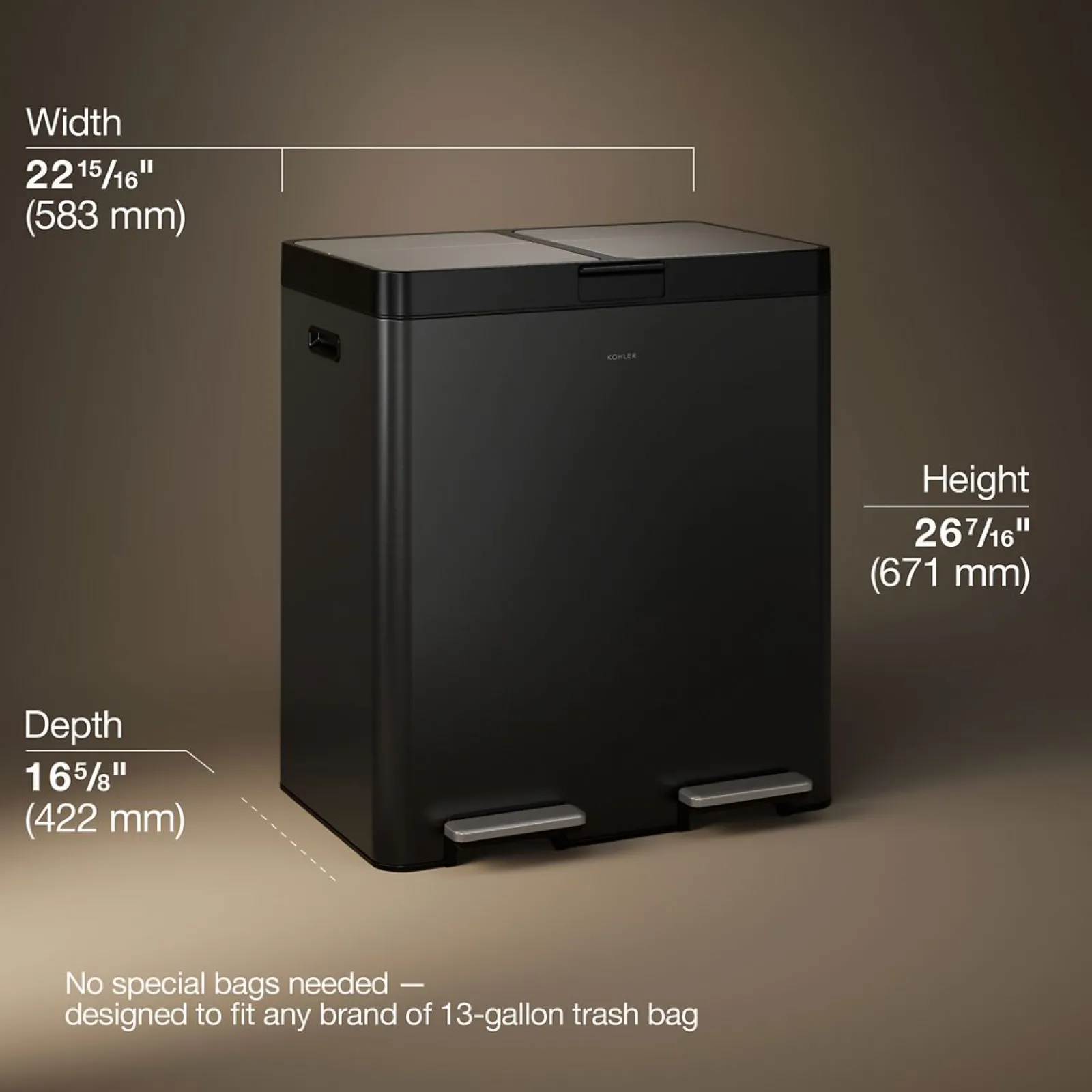 21.7-gallon dual-bin step trash can^Kohler Clearance