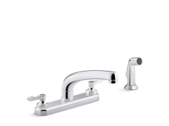1.5 gpm kitchen sink faucet with 8-3/16" swing spout, matching finish sidespray, aerated flow and lever handles^Kohler Best