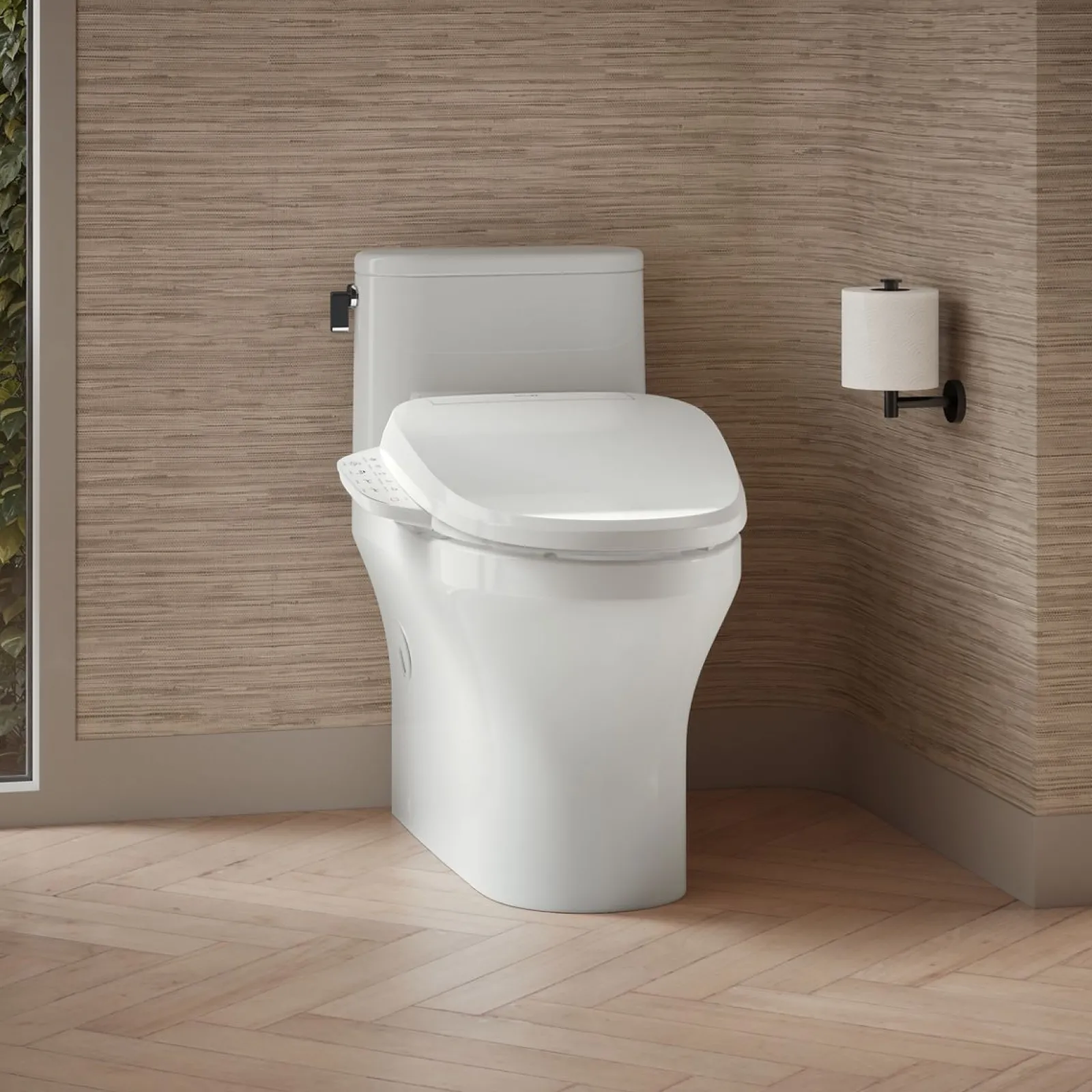 Hidden cord one-piece compact elongated toilet with skirted trapway, 1.28 gpf^Kohler New