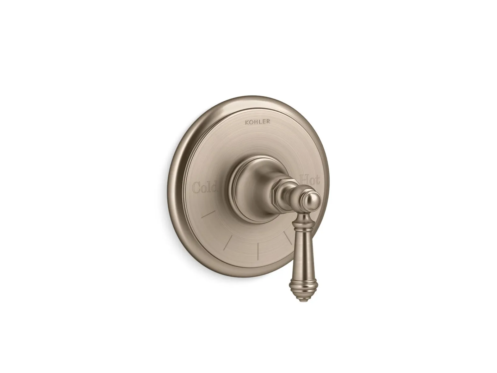 MasterShower® temperature control valve trim with lever handle^Kohler Hot