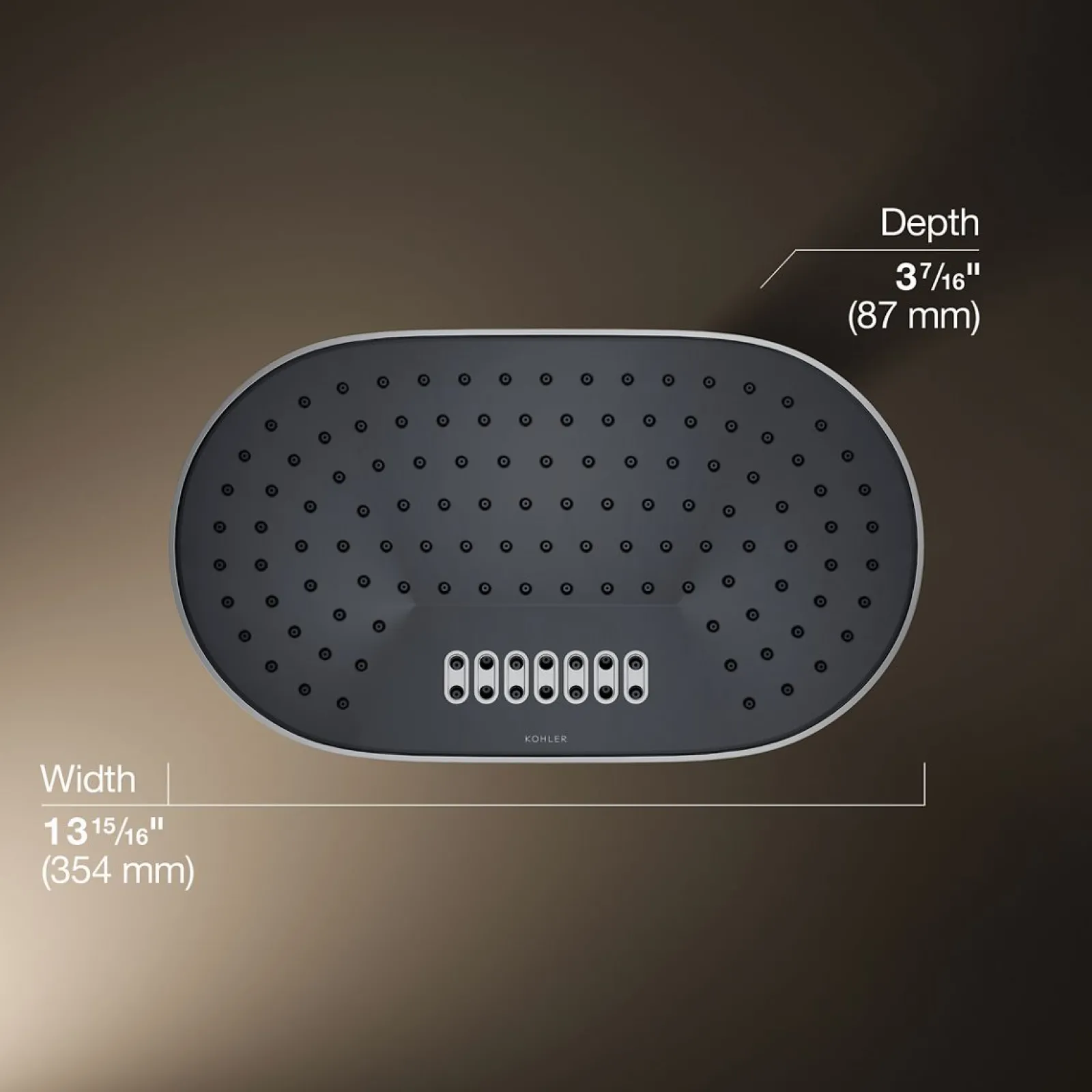 Oblong 14" two-function rainhead, 2.5 gpm^Kohler Best
