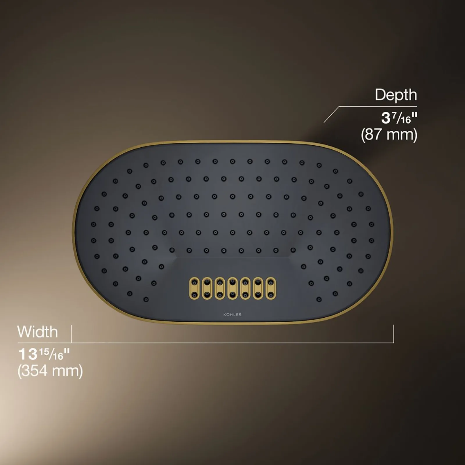 Oblong 14" two-function rainhead, 2.5 gpm^Kohler Best