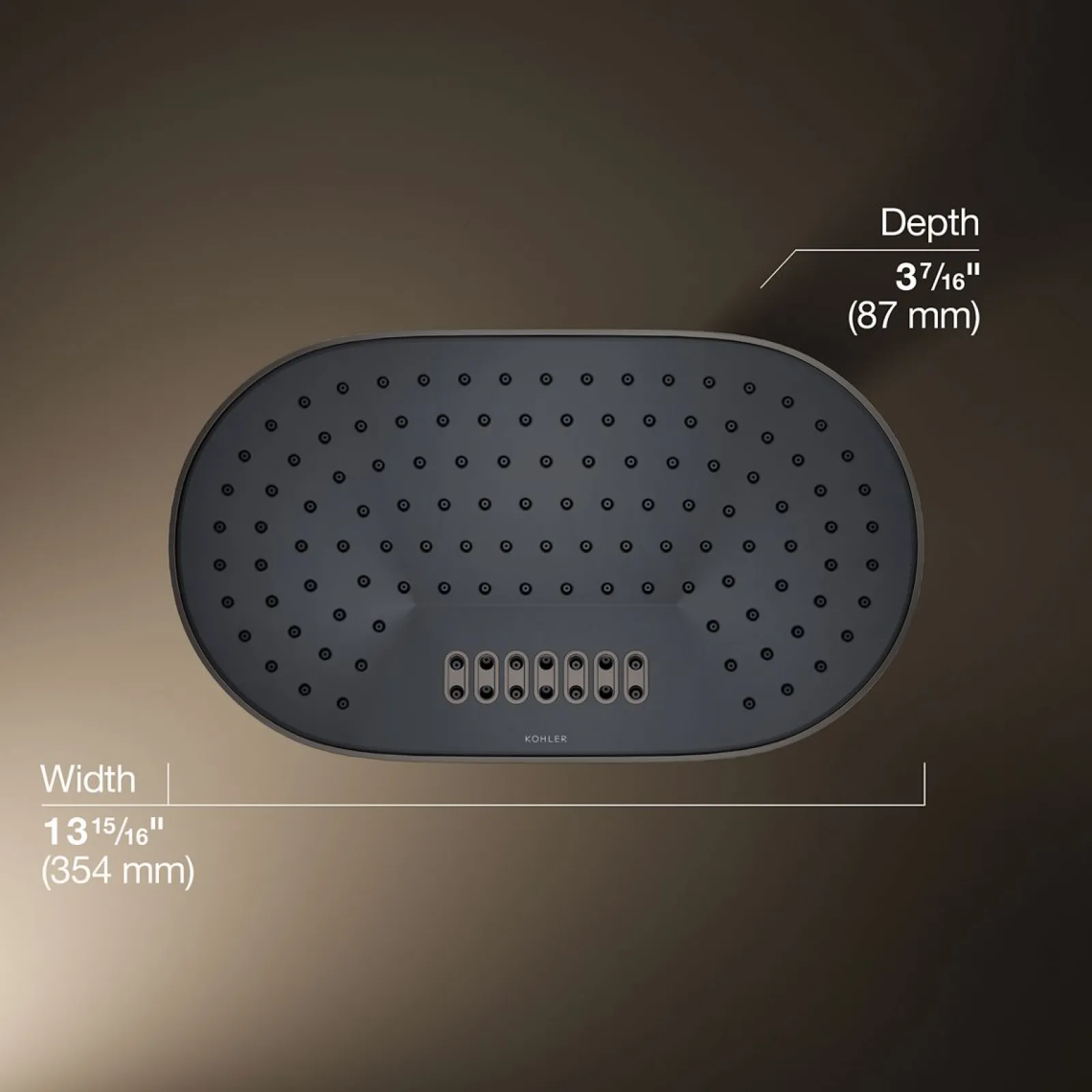 Oblong 14" two-function rainhead, 2.5 gpm^Kohler Best