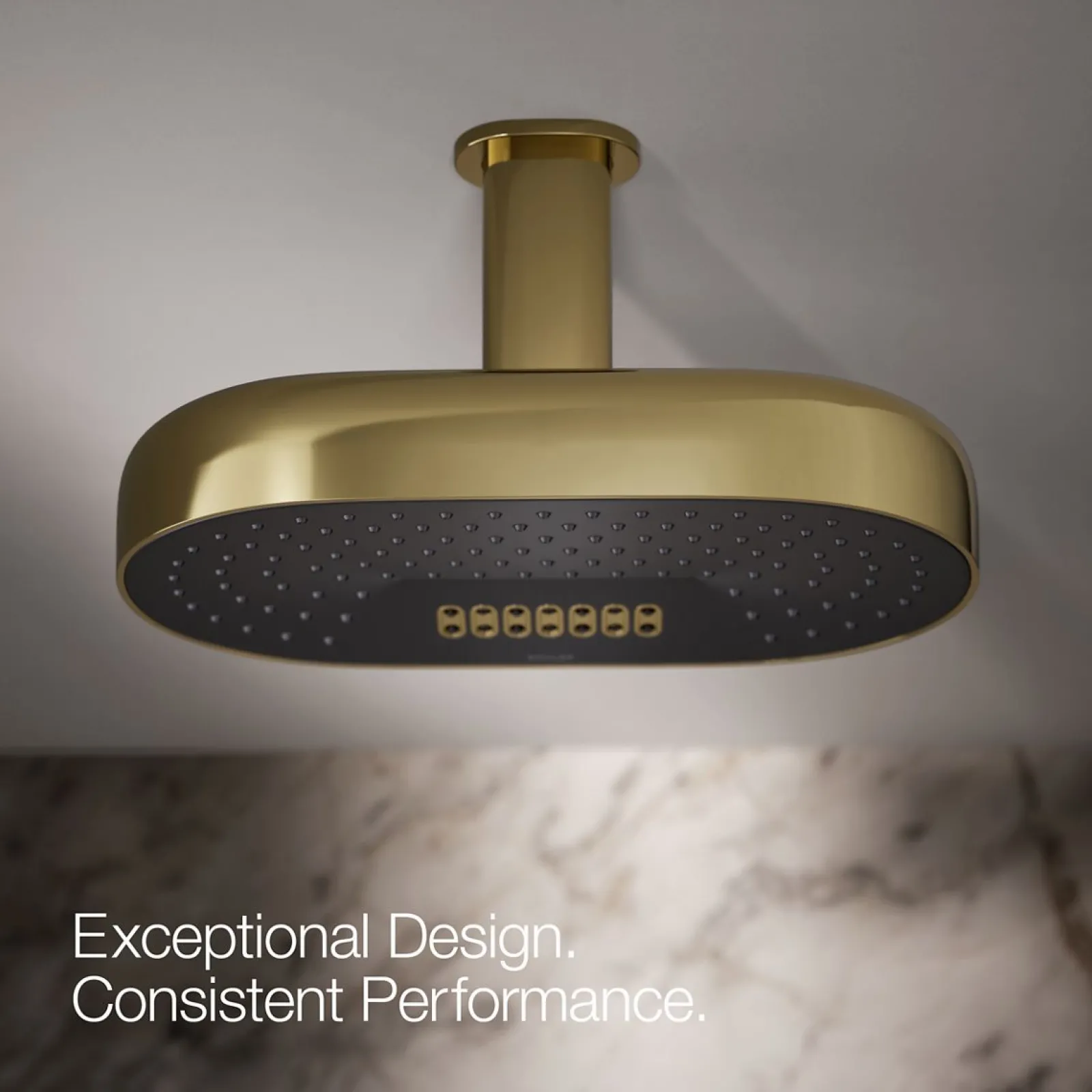 Oblong 14" two-function rainhead, 2.5 gpm^Kohler Best