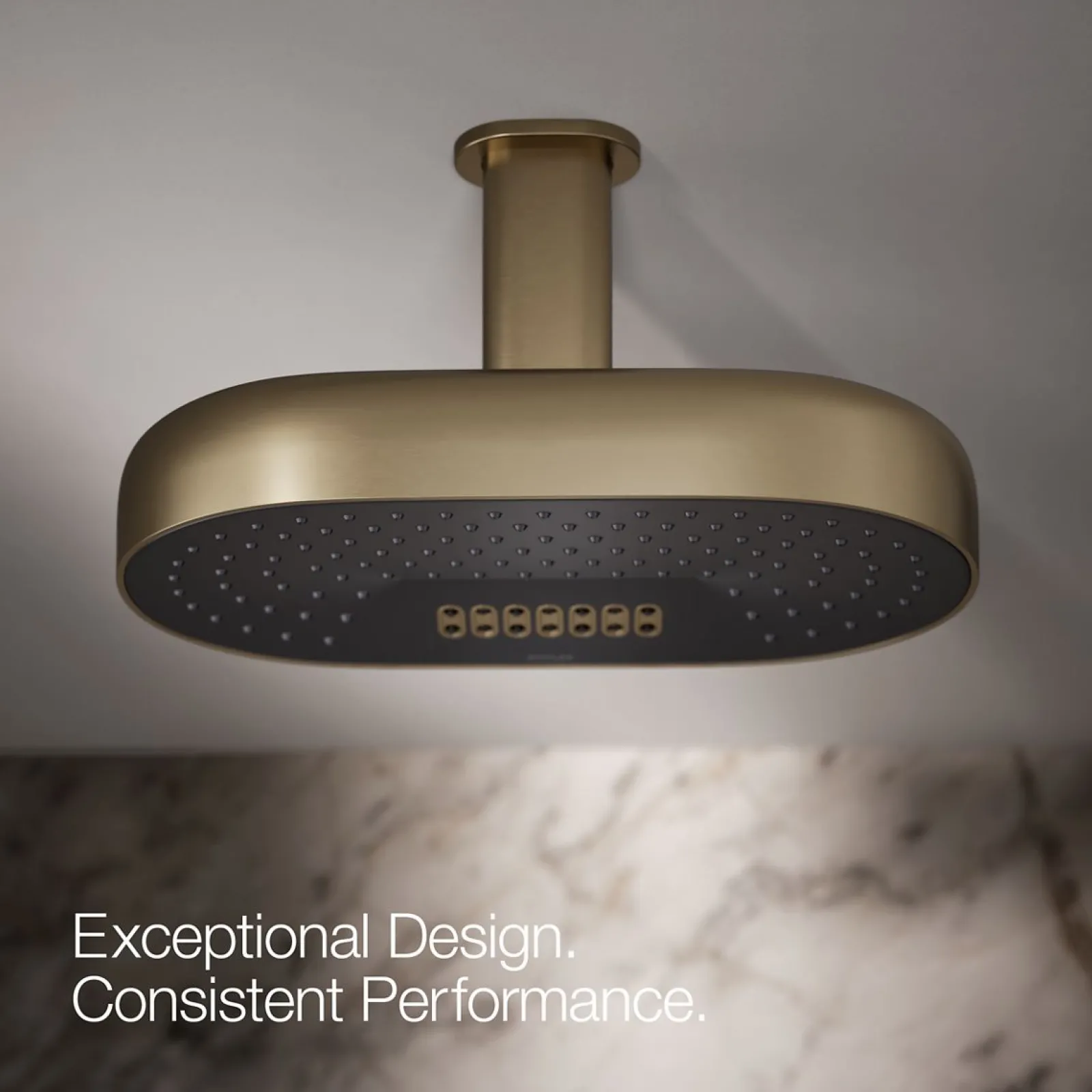 Oblong 14" two-function rainhead, 2.5 gpm^Kohler Best