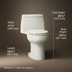 One-piece compact elongated 1.6 gpf toilet with Revolution 360® swirl flushing technology^Kohler Outlet