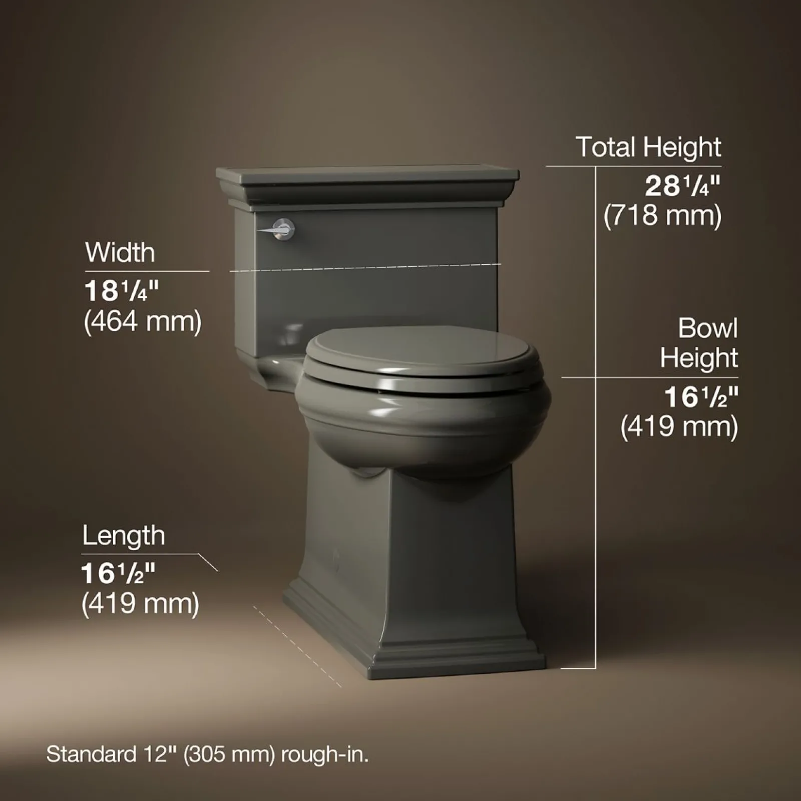 One-piece compact elongated toilet with skirted trapway, 1.28 gpf^Kohler Best