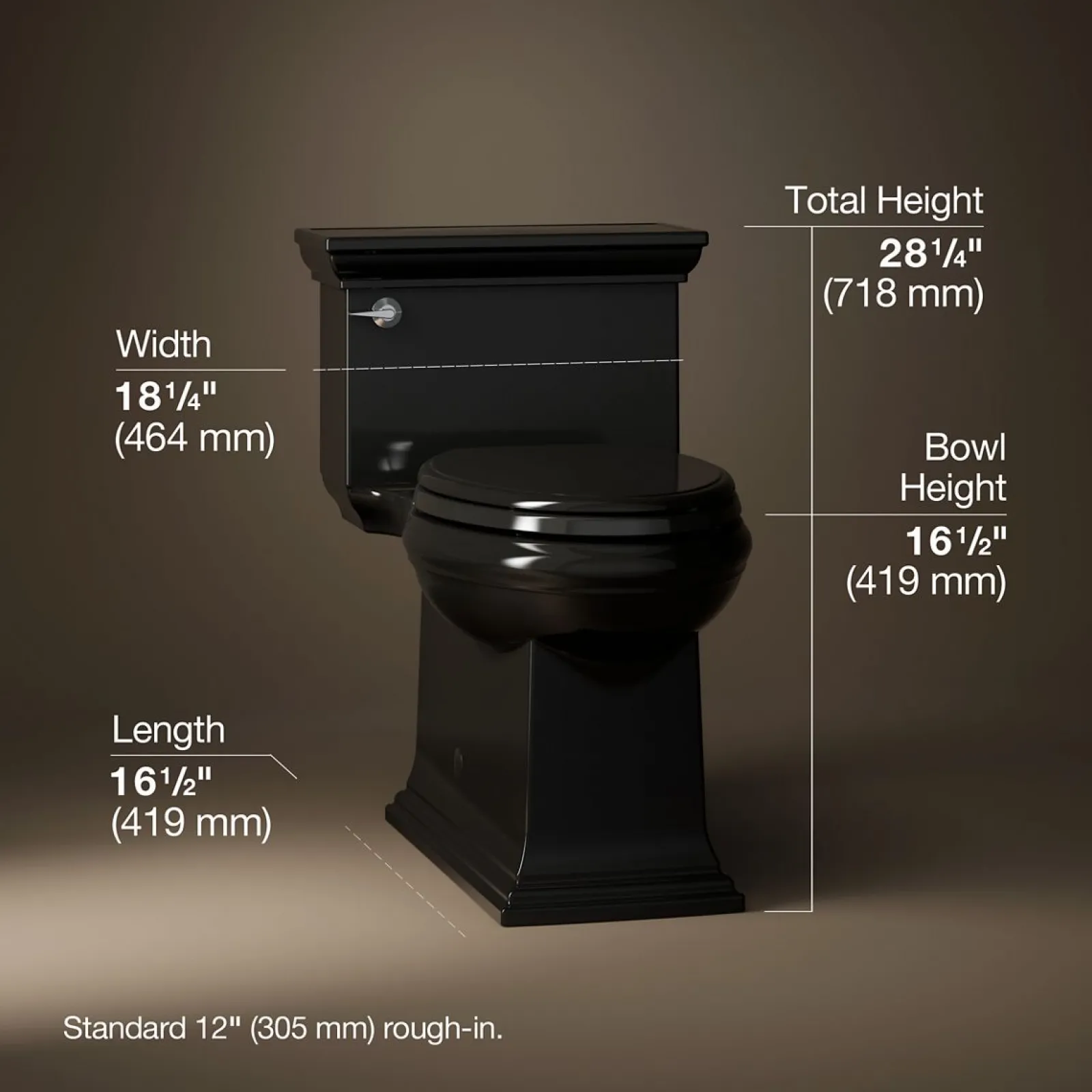 One-piece compact elongated toilet with skirted trapway, 1.28 gpf^Kohler Best