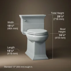 One-piece compact elongated toilet with skirted trapway, 1.28 gpf^Kohler Best